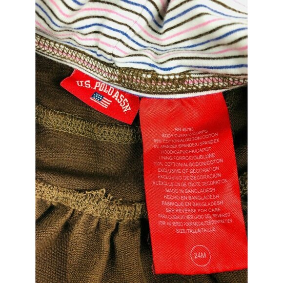 U S POLO ASSN Jacket Coat Windbreaker Hood Brown Pink Girls 24 mos Toddler - Picture 9 of 9